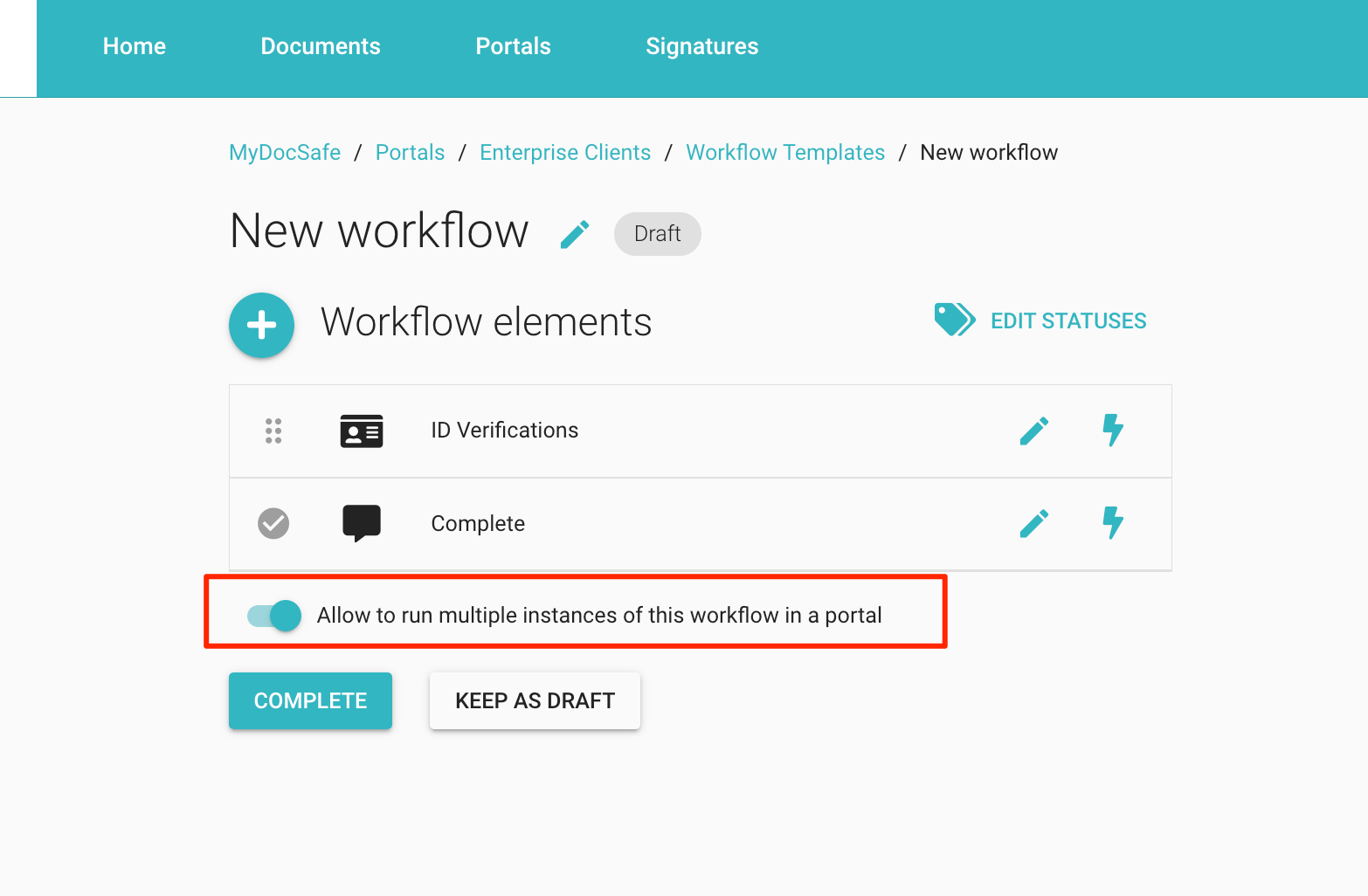 Flujo de trabajo de verificación de identidad: portales de clientes de MyDocSafe