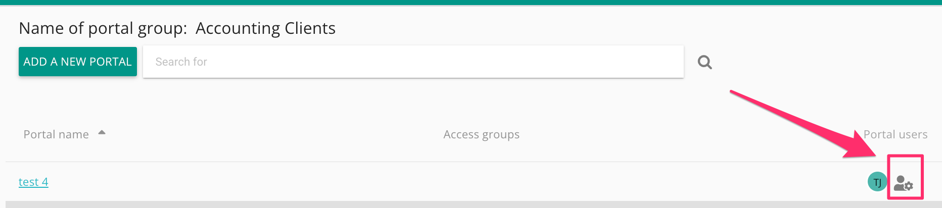 Invitar a un usuario del portal desde la página de lista del portal en MyDocSafe