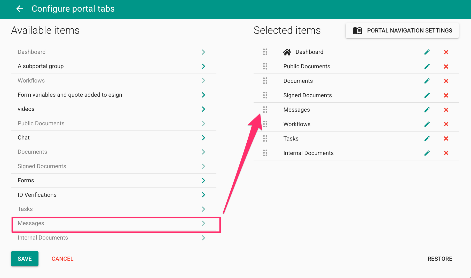 Activar la pestaña de mensajes en los portales de clientes - mydocsafe