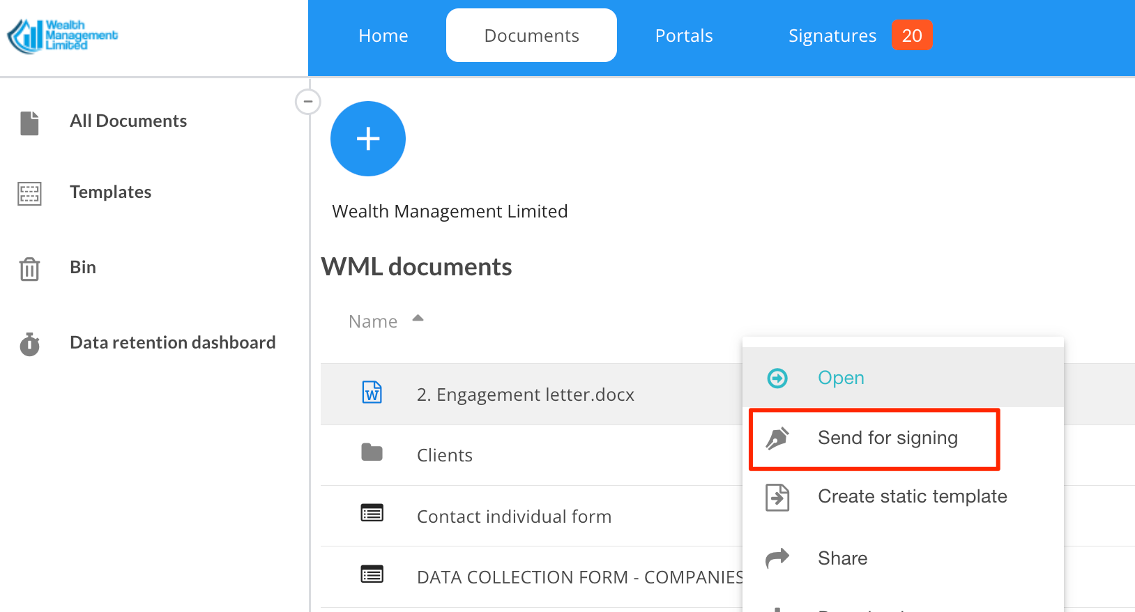 Enviar un documento para firmar - MyDocSafe 2