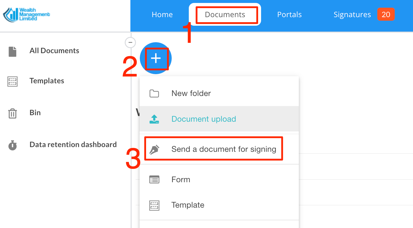 Enviar un documento para firmar - MyDocSafe