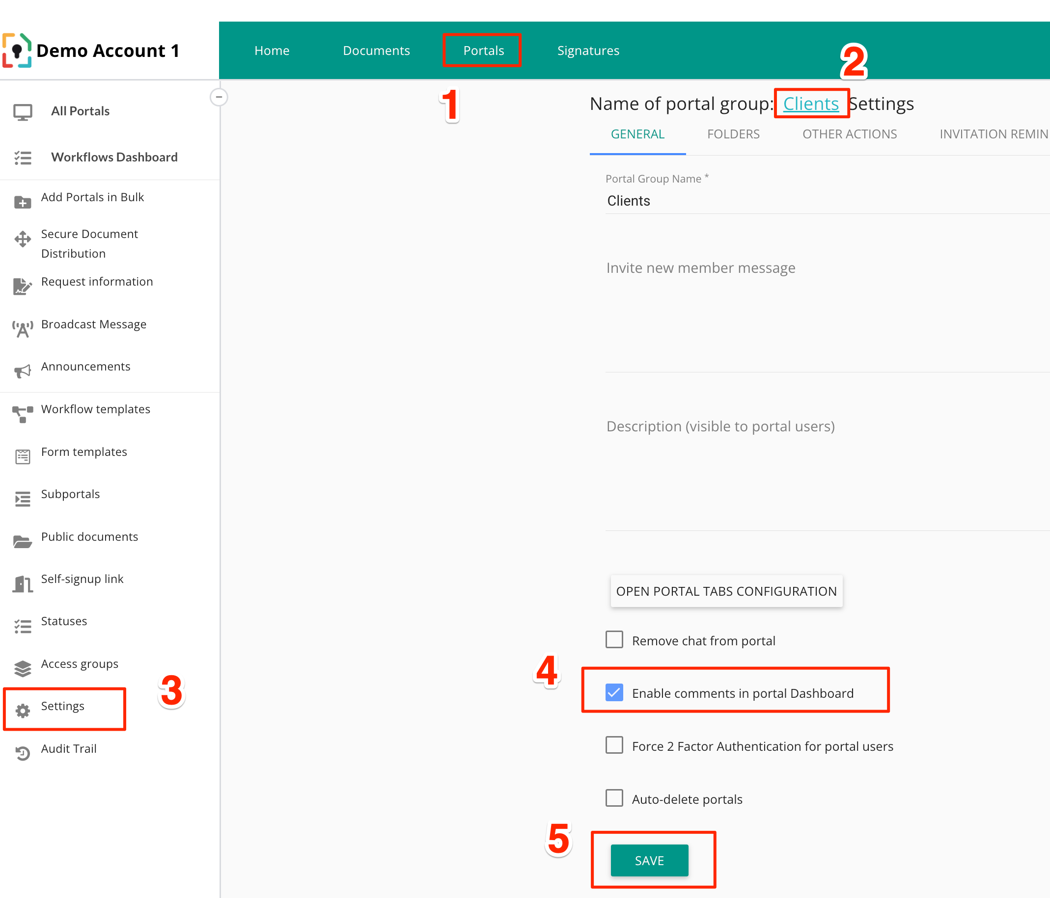 MyDocSafe portales de clientes: activar o desactivar los comentarios