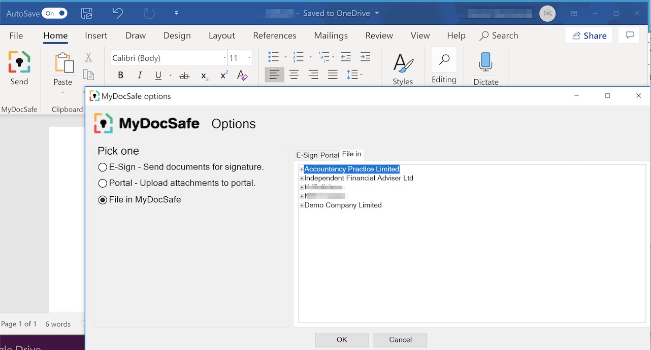 MyDocSafe plugin for MS Word