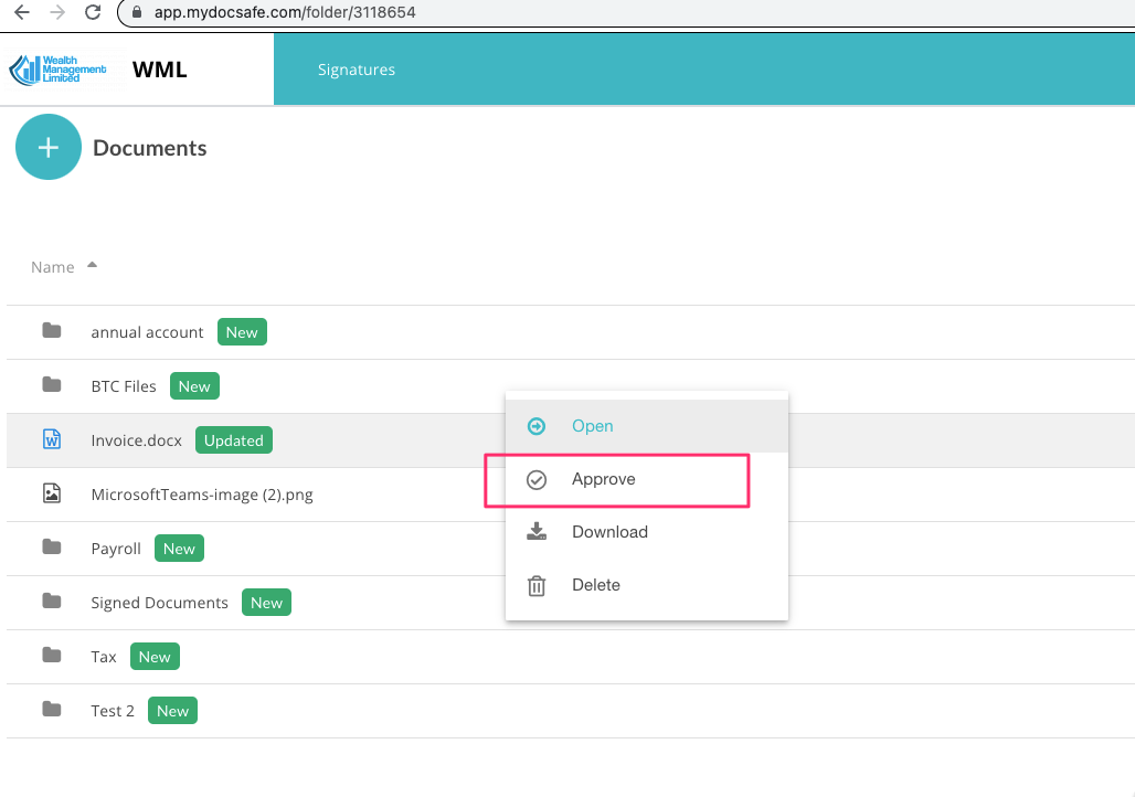 MyDocSafe Document Approval