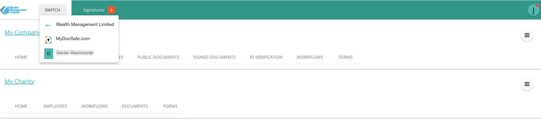 mydocsafe client portal dashboard 1