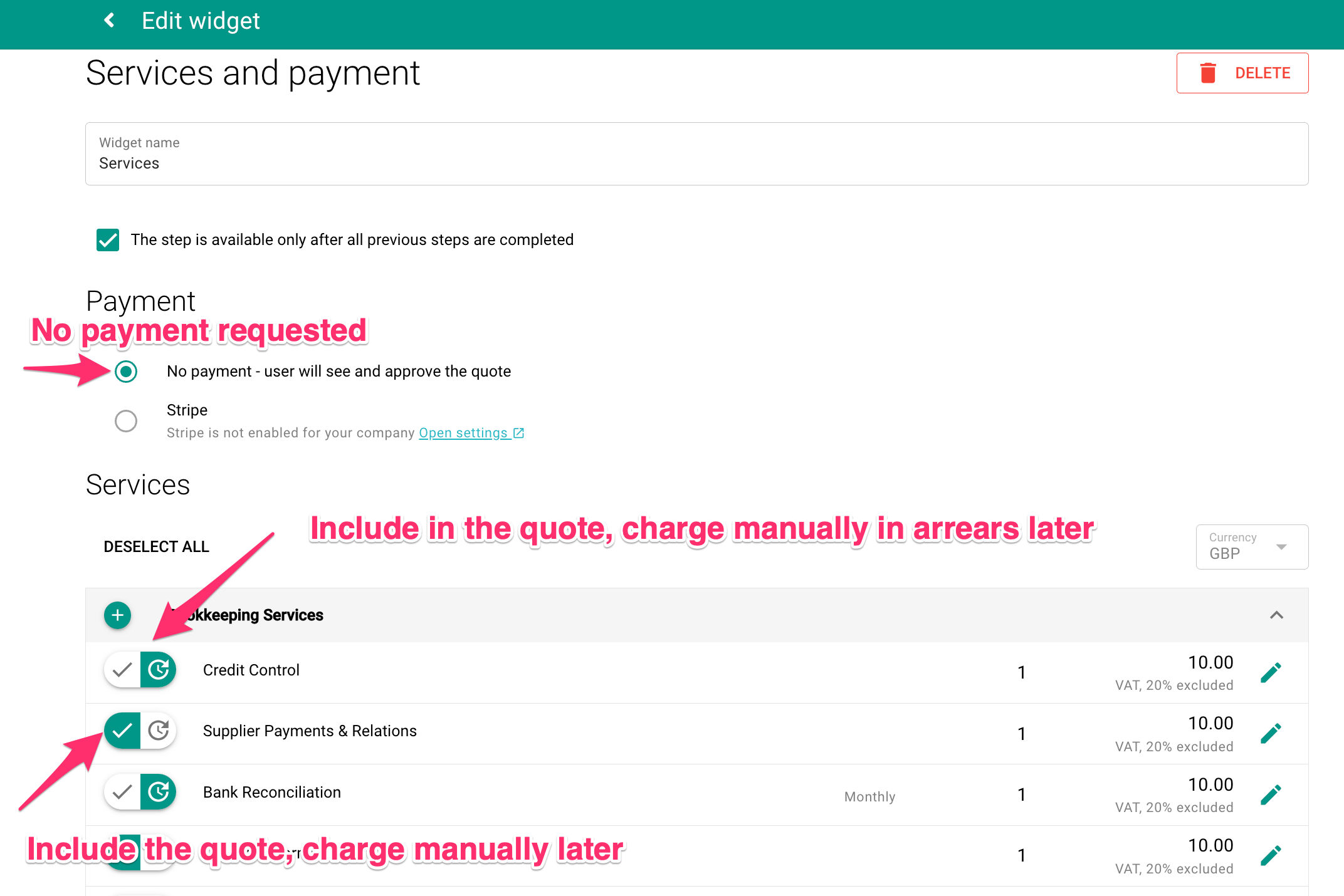 MyDocSafe Services widget in Sales Flows 1
