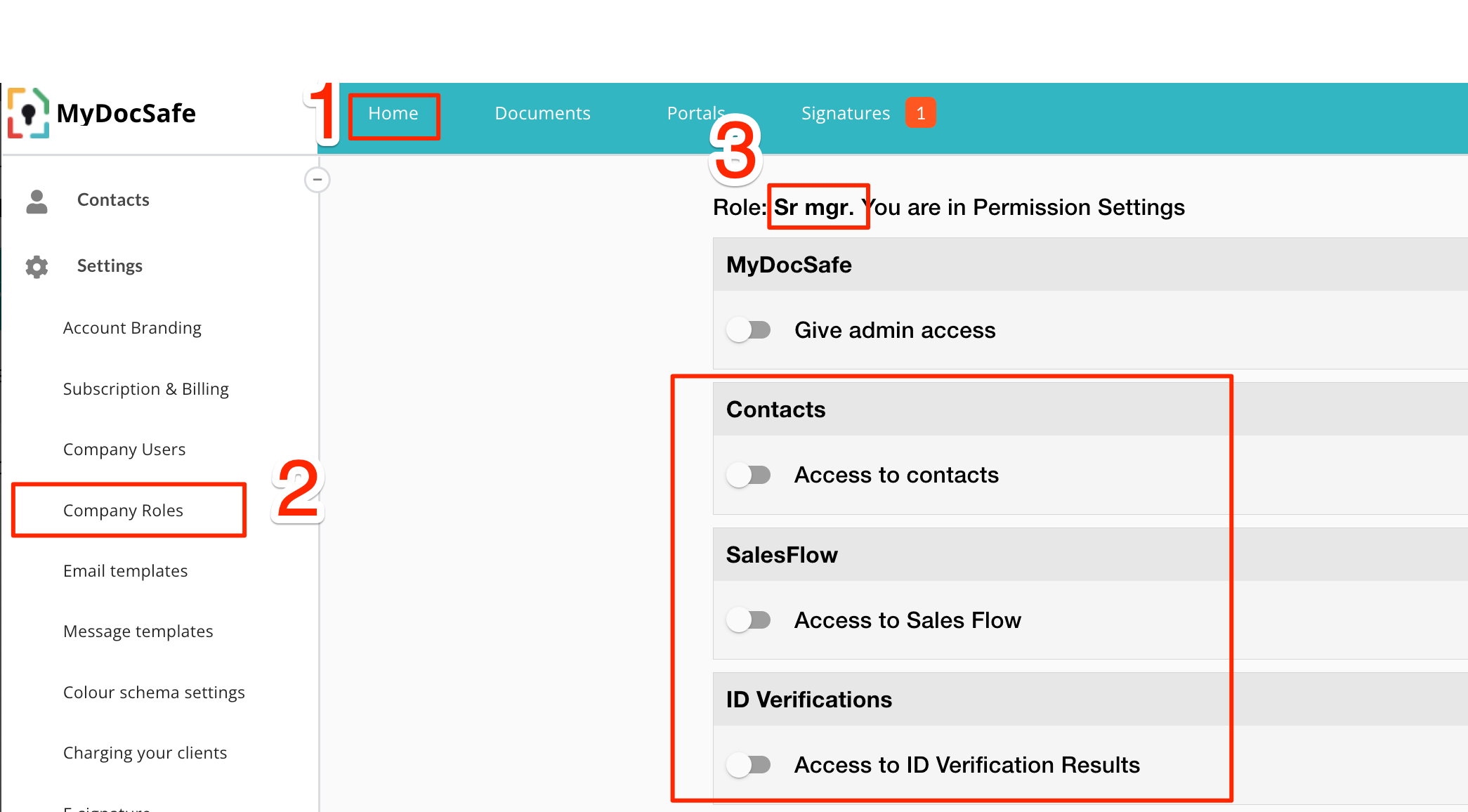 MyDocSafe Company Roles 1