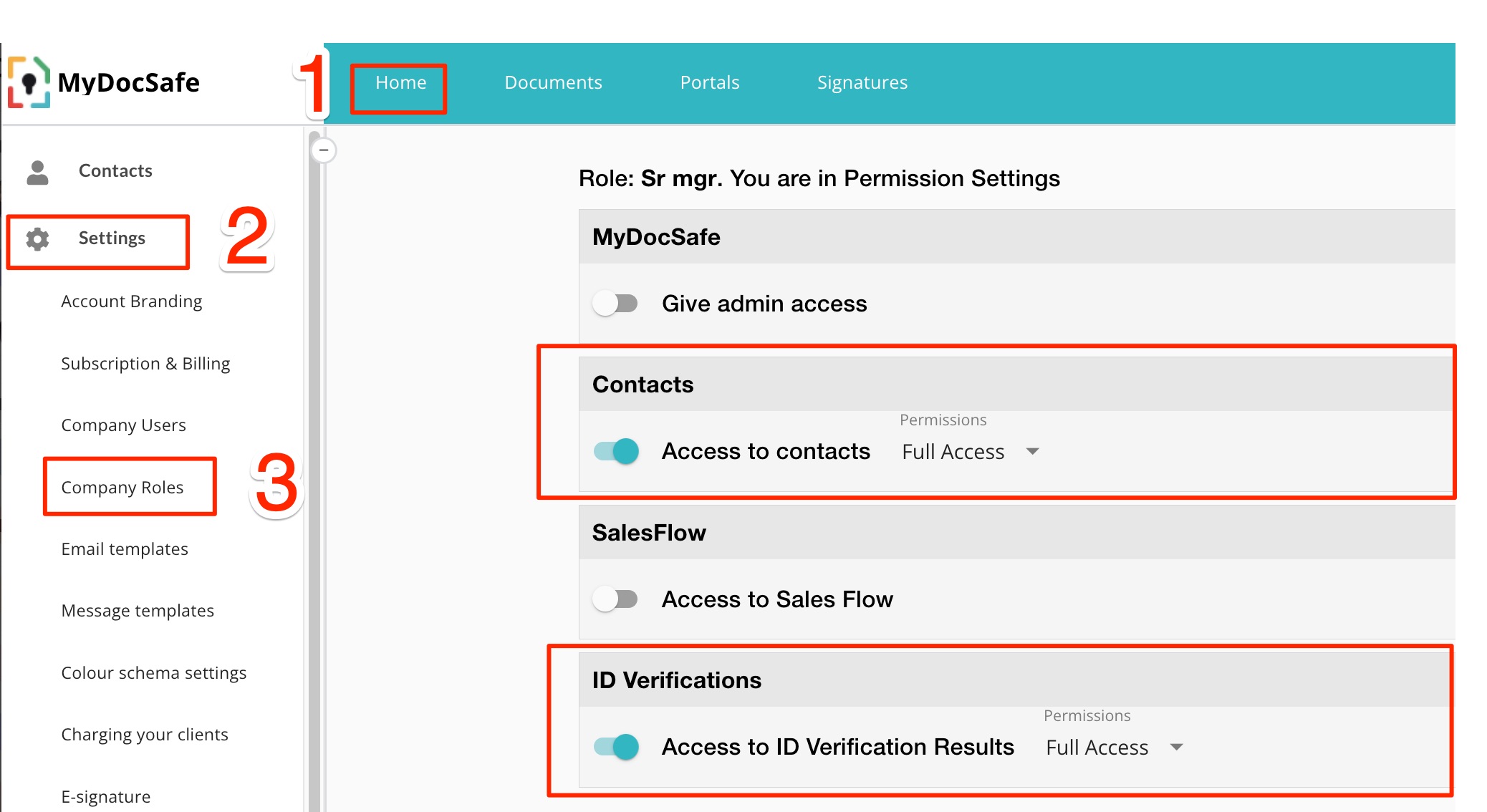 MyDocSafe - access rights of a compliance officer