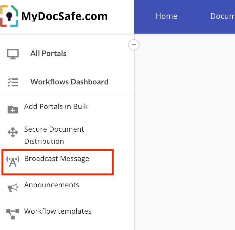 MyDocSafe Broadcast message