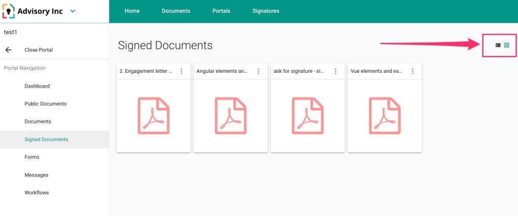 MyDocSafe tile view of documents