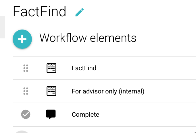 FactFind forms - internal sections