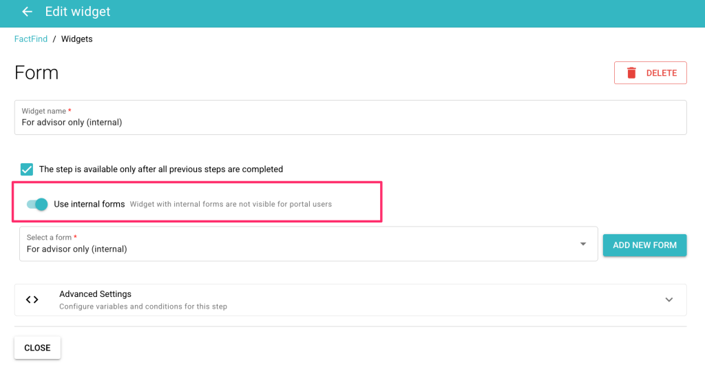 Internal forms from MyDocSafe