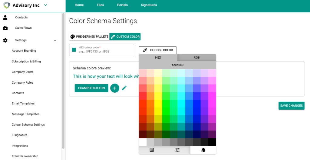 MyDocSafe custom colours